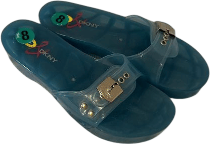 Vintage DKNY x Dr Scholl’s Jenny Blue Jelly Slide Wedge Sandals