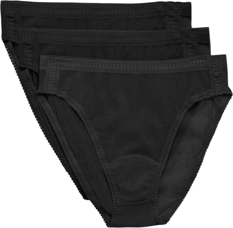 On Gossamer Gossamer Mesh Hi Cut Brief Underwear 3 Pack - Black