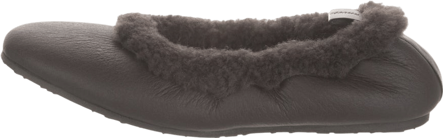 Leather Fur Trim Flats