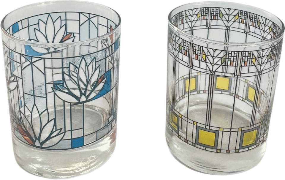 Frank Lloyd Wright Collection Whiskey Glasses (Water Lilies, Tree of Life)