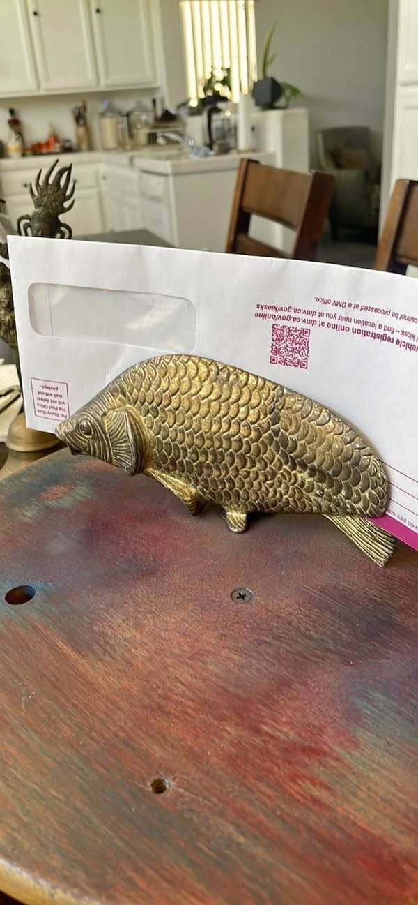 Gold Plated Koi Carp Fish Napkin Holder (1960s)
