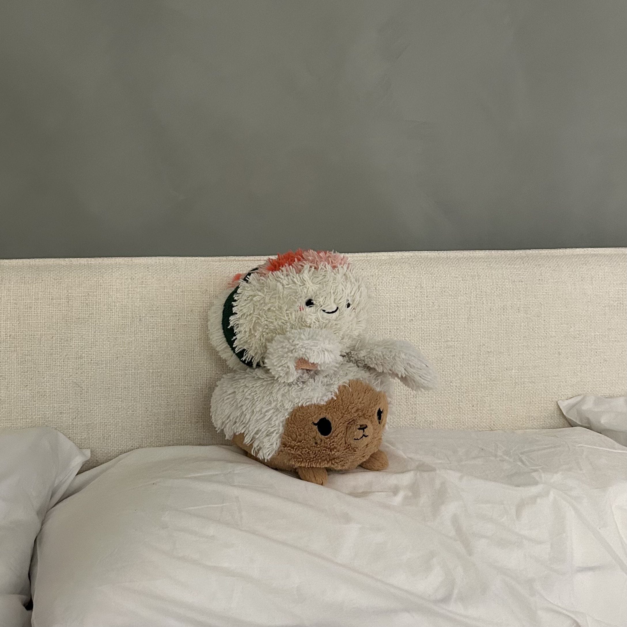 Sleeping with a stuffed animal