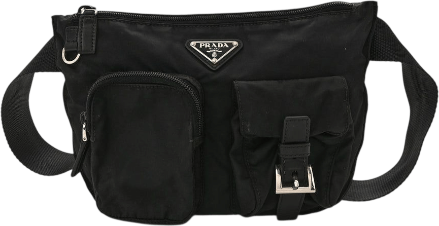 Tessuto Nylon Multi Pocket Belt Bag Black