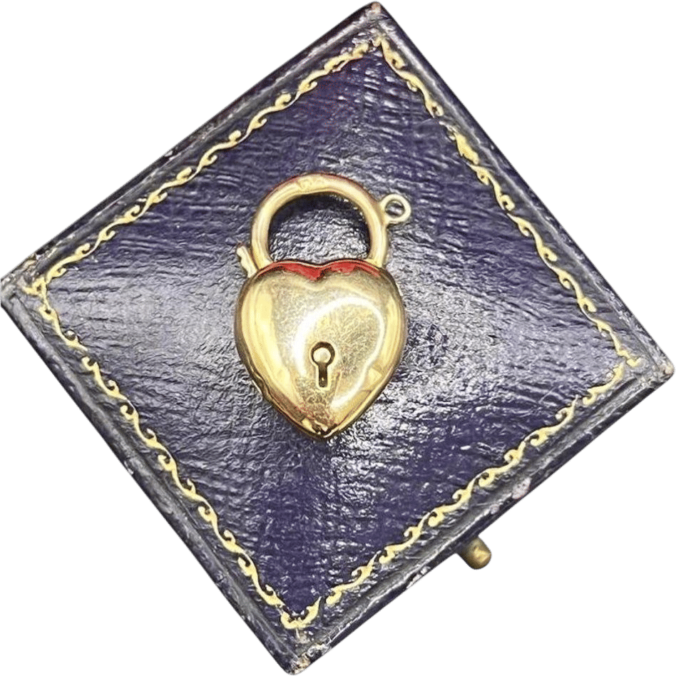 Antique 15ct Yellow Gold Edwardian Heart Padlock Pendant