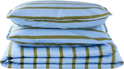 Blue & Khaki Cornflower Stripe Duvet Set
