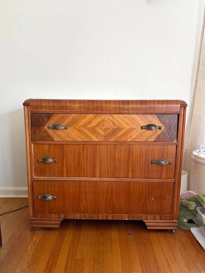 Wooden Dresser with Geometric Patterns