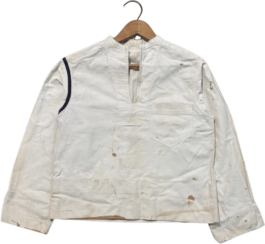 Vintage 40s Canvas Shirt WW2 Distressed Shirt Top Cropped Sailor Workwear