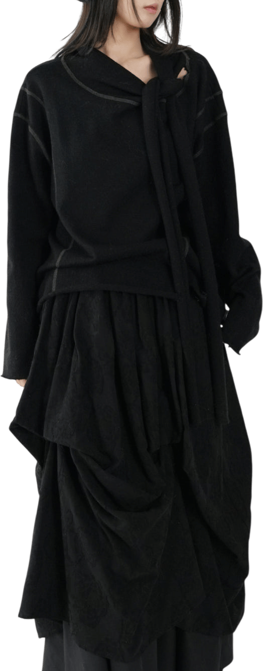 Asymmetric Drawstring Half Skirt
