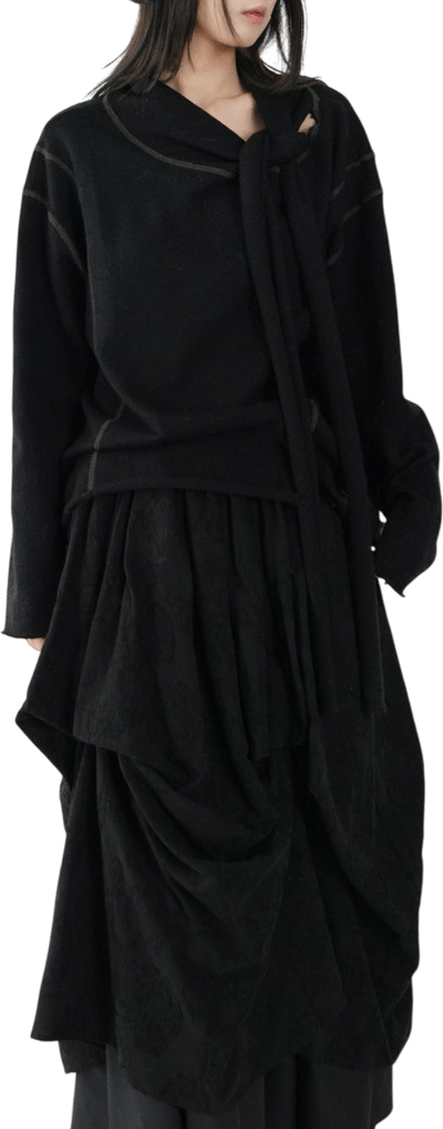Asymmetric Drawstring Half Skirt