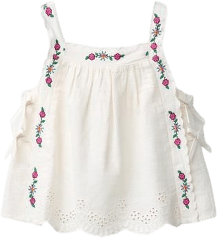 EMBROIDERED COTTON AND LINEN BLEND TOP