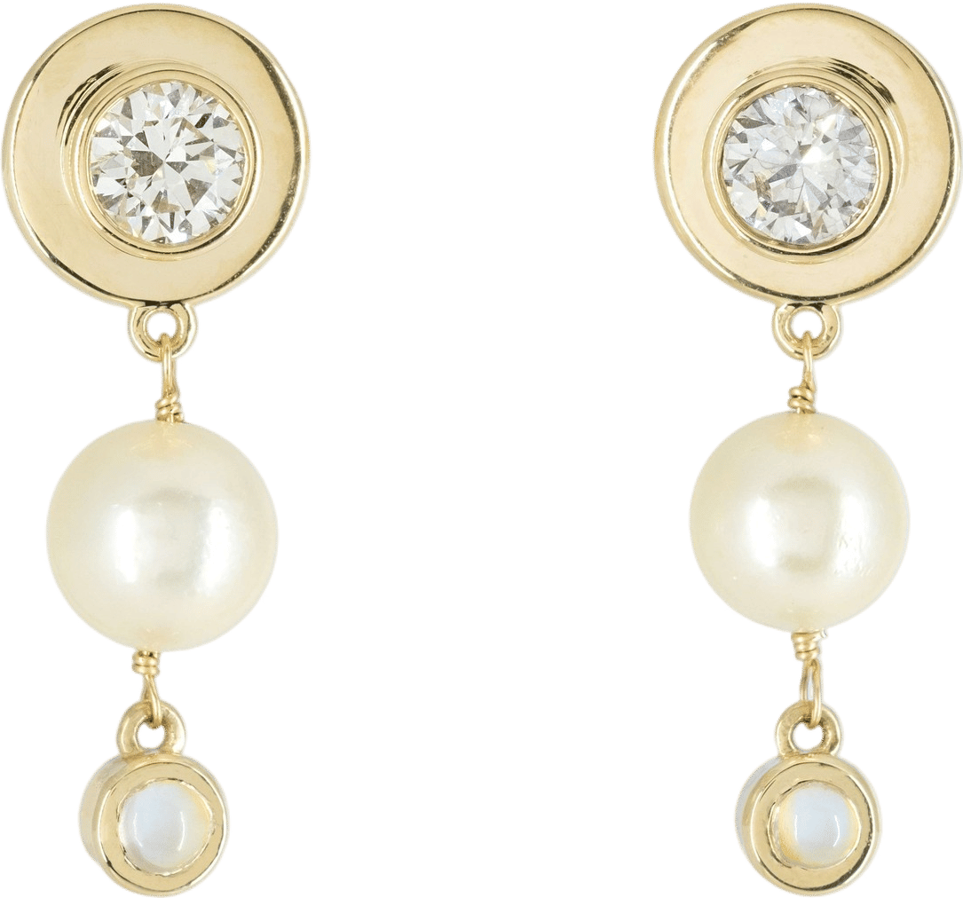 Pearl, Opal, and Diamond Earrings