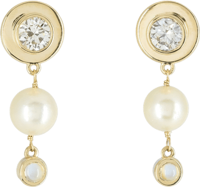 Pearl, Opal, and Diamond Earrings
