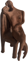 Small Abstract Clay Sculpture – Seated Figure