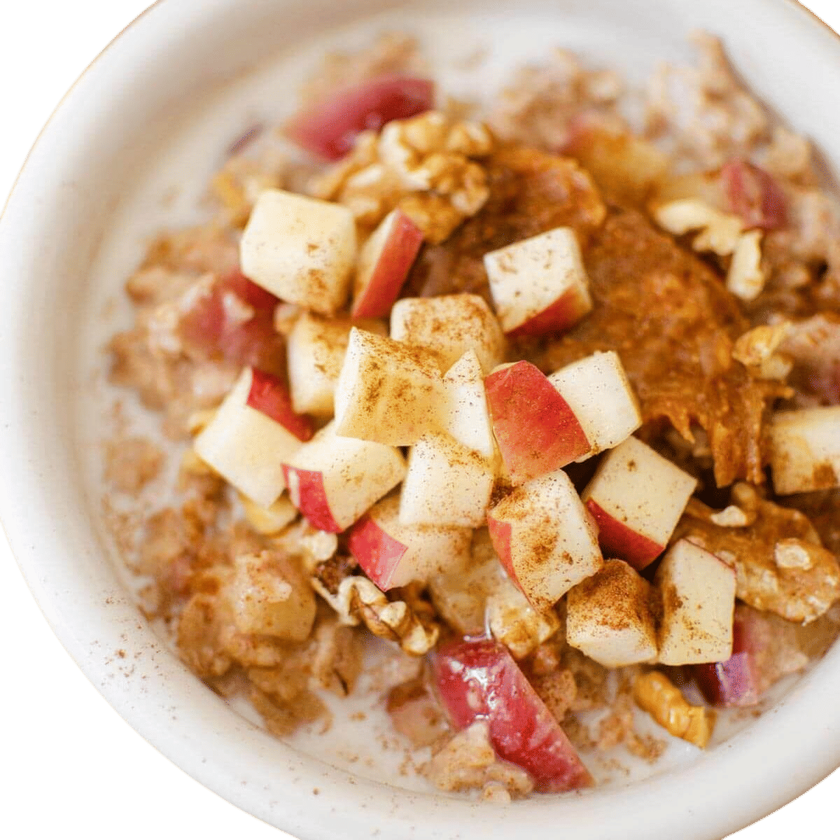 oatmeal with greek yogurt, chopped honey crisp, teddy peanut butter, and raisins