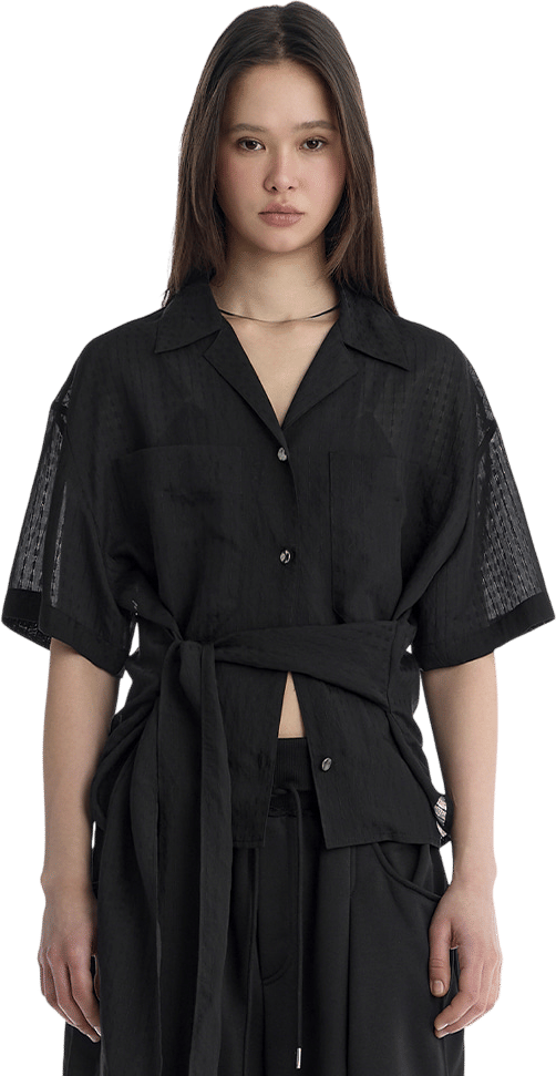 Tie Waist Shirt [Black]