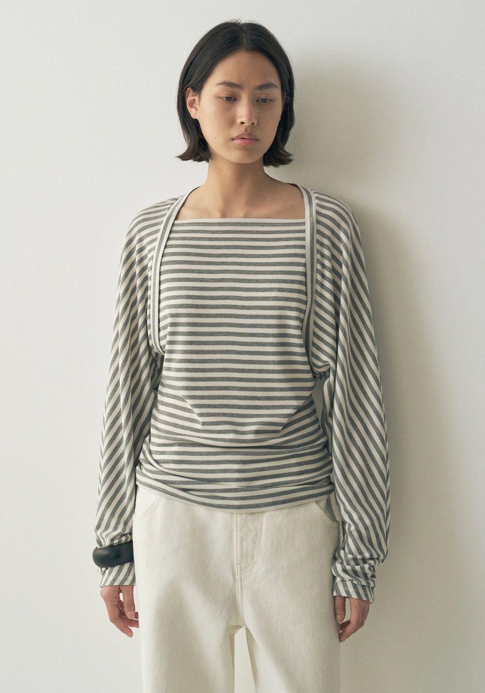 Batwing-Sleeve Striped Top
