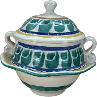 Vintage Mexican Ceramic Sugar Bowl