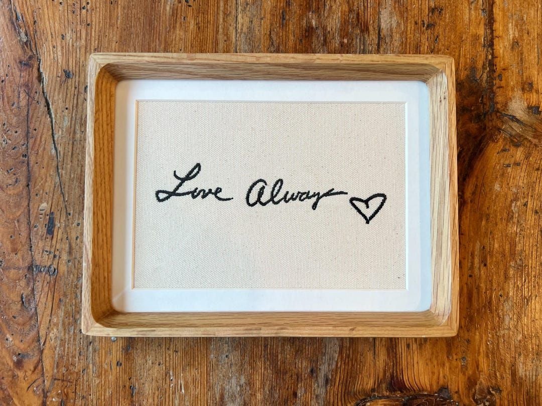 Custom Embroidered Handwritten Note on Canvas