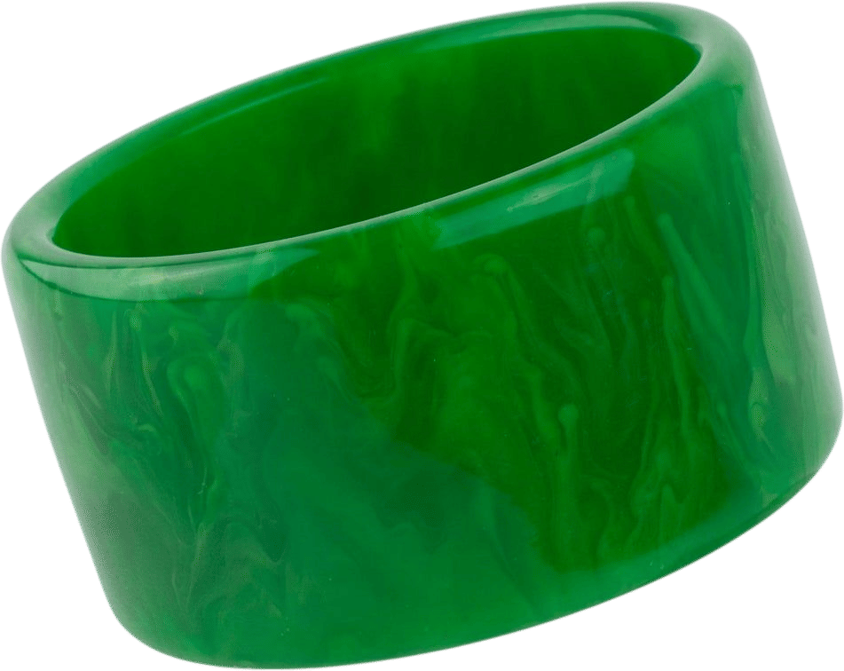 Bakelite Extra-Wide Emerald Green Marble Bangle