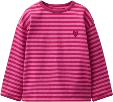 STRIPED T-SHIRT WITH EMBROIDERED HEART