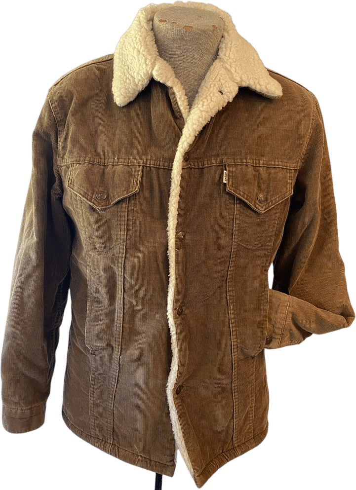 Vintage tan red/white label Levi’s corduroy jacket. Shearling lining. M 40. Nice