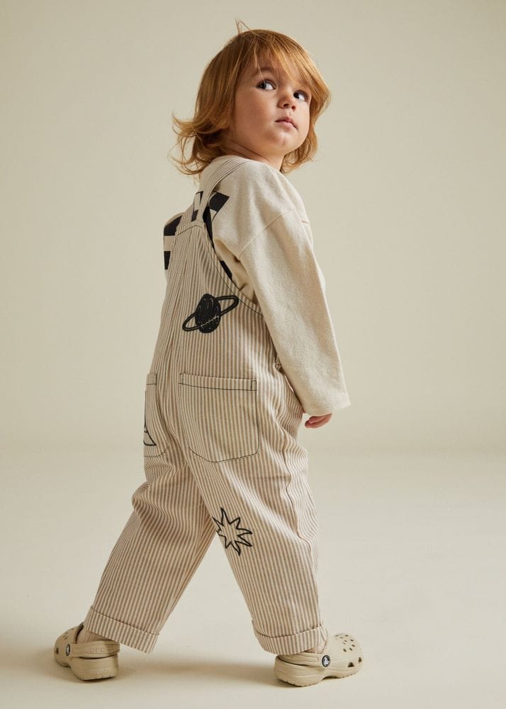 Piper Sand Stripe Embroidered Dungaree