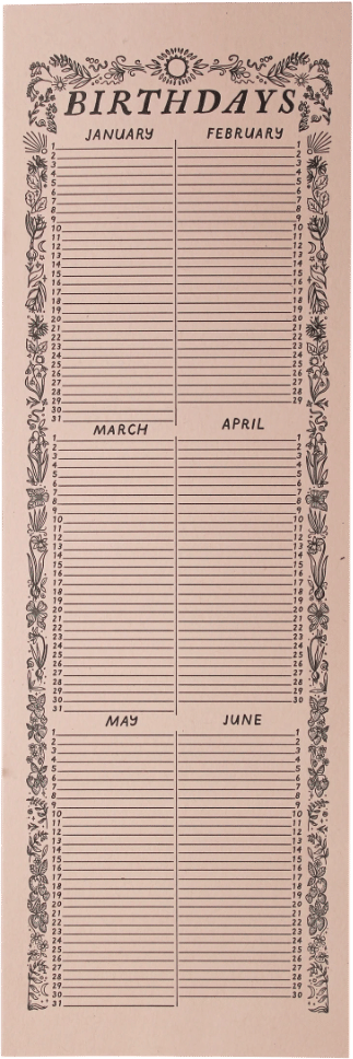 letterpress perpetual birthday calendar