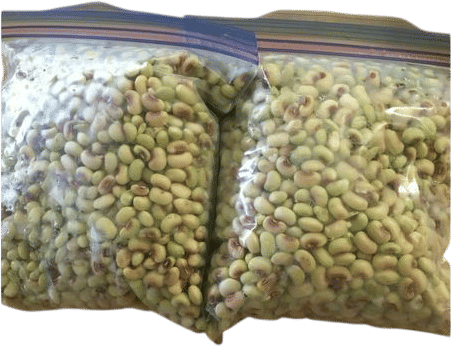Ziplock bags of fresh field peas